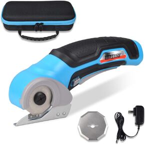 Electric Scissors, 4V 2.5Ah High-Capacity Battery Rechargeable Cardboard Cutter with Rapid Charger and Hard Carrying Case for Cutting Fabric, Carpet, Leather, Felt, Cardboard