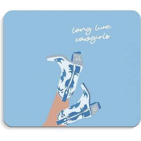 Western Blue Mouse Pad - Long Live Cowgirls Mousepad, Cowgirls Boots Office Mouse Pad, Western Preppy Desk Mousepad, Western Decor Gifts, Gifts for Employees, Coworker Gifts, 9.5x8 Inches