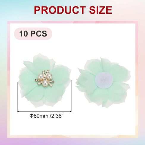 PATIKIL 2.36 Inch Rhinestone Pearl Chiffon Flower, 10 Pcs Sewing Fabric Appliques for DIY Craft Clothing Headbands Wedding Party Decoration, Beige in Saudi Arabia