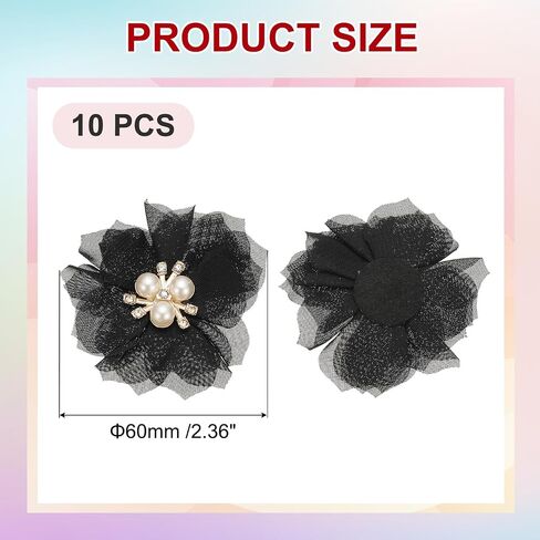 PATIKIL 2.36 Inch Rhinestone Pearl Chiffon Flower, 10 Pcs Sewing Fabric Appliques for DIY Craft Clothing Headbands Wedding Party Decoration, Beige in Saudi Arabia