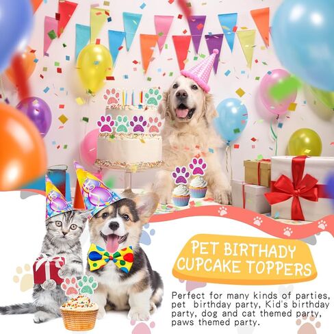 36 PCS PAW Cupcake Toppers Glitter Dog Paw Cake Decorations 4 Colour in Kuwait