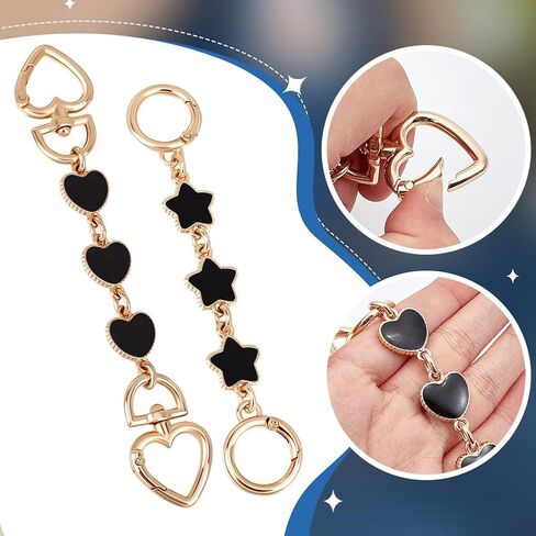 BEEBEECRAFT 2PCS Bag Extender Chains سبيكة مينا محفظة تمديدات حزام استبدال السلاسل اللطيفة للنساء لصناعة حقيبة مصنوعة (أسود ، أبيض) in Saudi Arabia