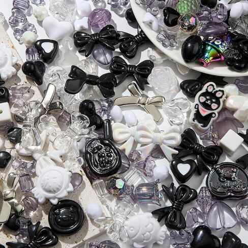 500g Acrylic Assorted Beads Flower Star Butterfly Candy Acrylic Kawaii Beads for Keychain Bracelets Jewelry Making DIY Plastic Crafts (Black) in Saudi Arabia