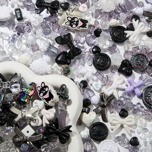500g Acrylic Assorted Beads Flower Star Butterfly Candy Acrylic Kawaii Beads for Keychain Bracelets Jewelry Making DIY Plastic Crafts (Black) in Saudi Arabia