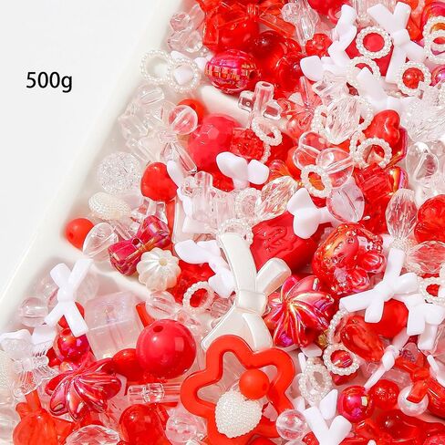 500g Acrylic Assorted Beads Flower Star Butterfly Candy Acrylic Kawaii Beads for Keychain Bracelets Jewelry Making DIY Plastic Crafts (Black) in Saudi Arabia