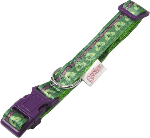 Marvel Comics The Hulk Dog Collar, Large Green & Purple | Officially Licensed Marvel The Incredible Hulk Dog Collar | Large Dog Collar for Large Dogs with D-Ring, Cute Dog Apparel & Accessories in Saudi Arabia