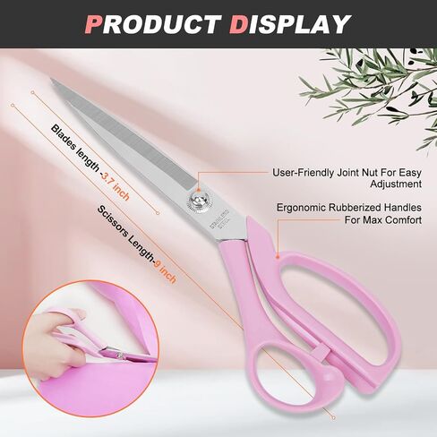UCEC Upgraded & Lighter Fabric Scissors Sewing Shears, 9 Inch Heavy Duty Scissors Sewing Scissors for Fabric Cutting, Professional Ultra Fabric Shears Tailor Scissors All Purpose Titanium Scissors in Kuwait