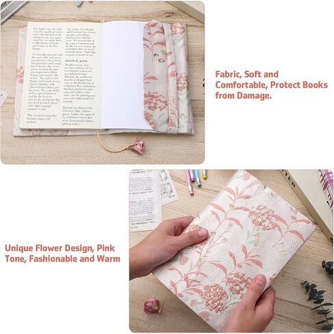 Tofficu Book Covers: Soft Cloth Book Protector with Floral Pattern - Adjustable Book Sleeve for Hardcover, Notebook, Bible, Planner in Saudi Arabia