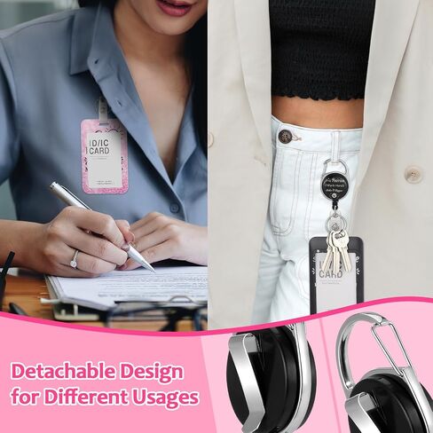 Jspupifip 4 Pack Inspirational ID Badges Clips, Positive Retractable Lanyards and Carabiner Clip, Detachable Name Tags Card Holders Teacher Student Nurse Girls Work Office Back to School Gifts in Saudi Arabia