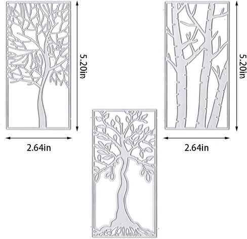 Hying 3 PCS Trees Frame Cutting Dies for Card Making, Plants Trees Leaves Die Cuts Rectangular Border Dies Stencils Embossing Template for Craft Scrapbooking DIY Photo Album Decorations in Saudi Arabia