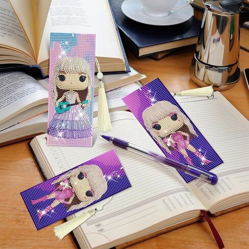 MUAECH 2 Packs 5D Singer Diamond Art Painting Bookmarks, Diamond Art Bookmarks with Tassel, Diamond Art Kits Crafts Gifts for Beginner Adults & Kids, DIY Diamond Art Bookmarks for Book Lover in Saudi Arabia