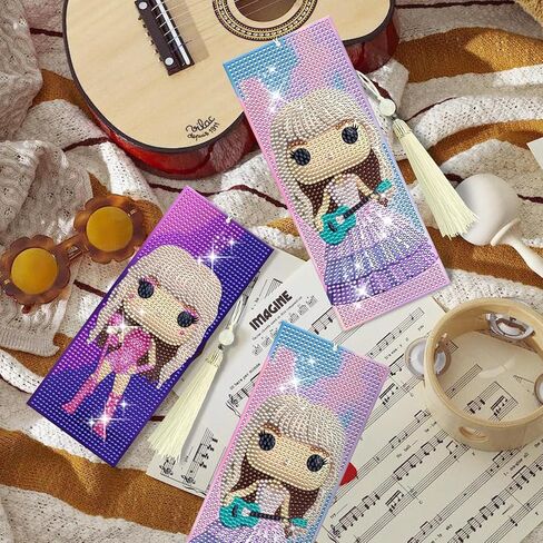 MUAECH 2 Packs 5D Singer Diamond Art Painting Bookmarks, Diamond Art Bookmarks with Tassel, Diamond Art Kits Crafts Gifts for Beginner Adults & Kids, DIY Diamond Art Bookmarks for Book Lover in Saudi Arabia