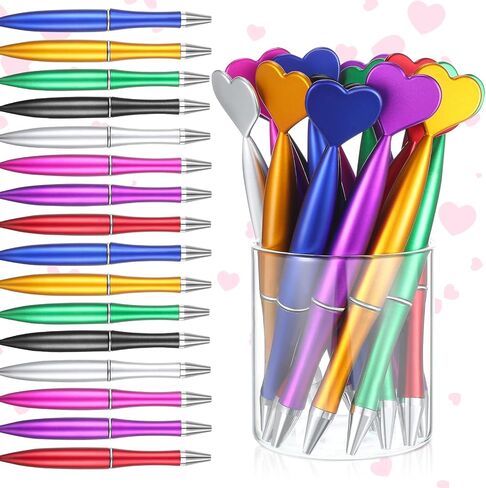 48 Pieces Heart Shaped Valentine‘s Day Pens Heart Ballpoint Pens Spin Office Pens 1 mm Black Gel Ink Rollerball Kids Party Favor Pens for School Supply(Multicolor,Classic Style) in Saudi Arabia