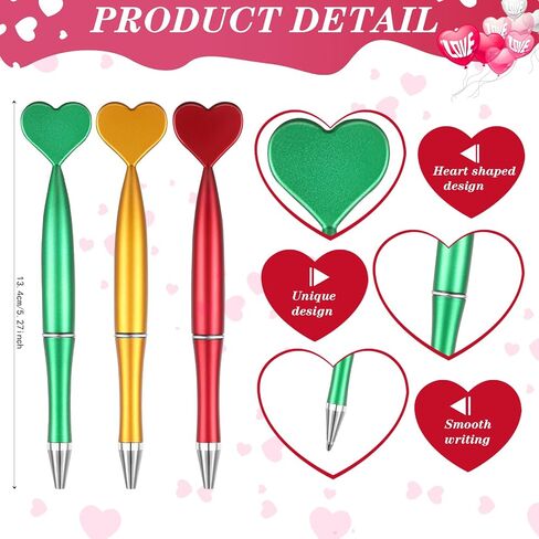 48 Pieces Heart Shaped Valentine‘s Day Pens Heart Ballpoint Pens Spin Office Pens 1 mm Black Gel Ink Rollerball Kids Party Favor Pens for School Supply(Multicolor,Classic Style) in Saudi Arabia
