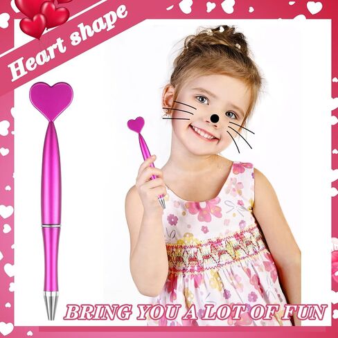 48 Pieces Heart Shaped Valentine‘s Day Pens Heart Ballpoint Pens Spin Office Pens 1 mm Black Gel Ink Rollerball Kids Party Favor Pens for School Supply(Multicolor,Classic Style) in Saudi Arabia