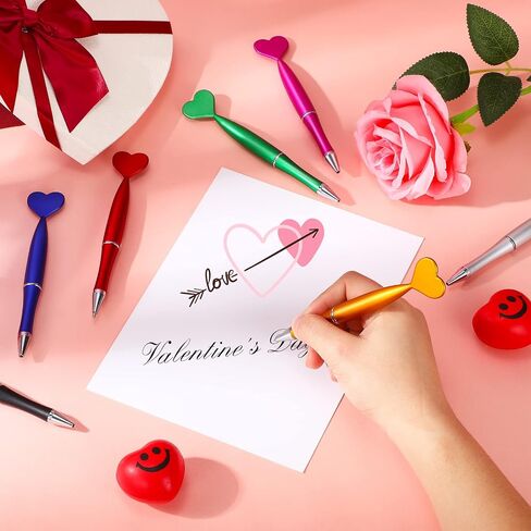48 Pieces Heart Shaped Valentine‘s Day Pens Heart Ballpoint Pens Spin Office Pens 1 mm Black Gel Ink Rollerball Kids Party Favor Pens for School Supply(Multicolor,Classic Style) in Saudi Arabia
