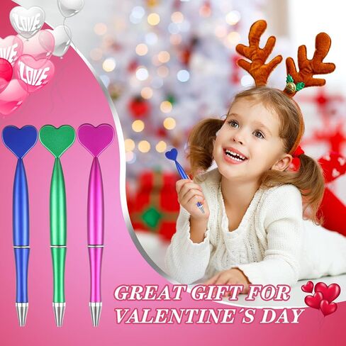 48 Pieces Heart Shaped Valentine‘s Day Pens Heart Ballpoint Pens Spin Office Pens 1 mm Black Gel Ink Rollerball Kids Party Favor Pens for School Supply(Multicolor,Classic Style) in Saudi Arabia