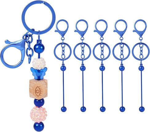 5Pcs Beadable Keychain Bars Blanks Bead Keychain Lobster Claw Clasp Keychain Brass Removable Beadable Keychain (Red) in Saudi Arabia