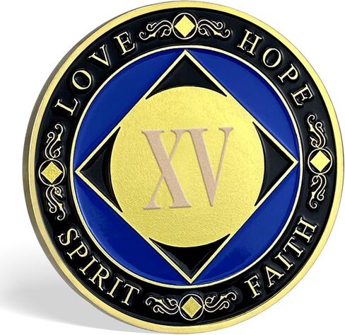 15 Year NA Sobriety Coin| NA Sobriety Recovery Chips and Medallions - Love, Hope, Spirit, Faith Recovery Token | Birthday Anniversary Recovery Gifts Narcotics Anonymous Coin in Saudi Arabia