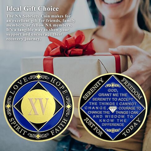 15 Year NA Sobriety Coin| NA Sobriety Recovery Chips and Medallions - Love, Hope, Spirit, Faith Recovery Token | Birthday Anniversary Recovery Gifts Narcotics Anonymous Coin in Saudi Arabia