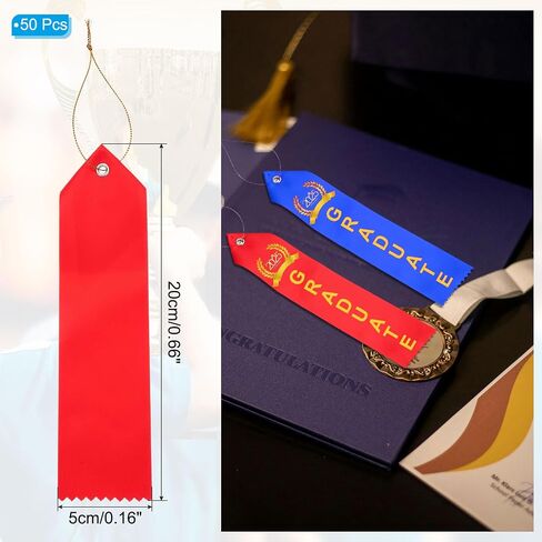 PATIKIL 50Pcs Blank Award Ribbons, 8" x 2" Blank Participation Ribbons with Rope DIY Medals Prize for Competitions Sports Event Classroom 1st 2nd 3rd Place, White in Kuwait