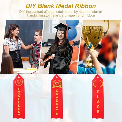 PATIKIL 50Pcs Blank Award Ribbons, 8" x 2" Blank Participation Ribbons with Rope DIY Medals Prize for Competitions Sports Event Classroom 1st 2nd 3rd Place, White in Kuwait