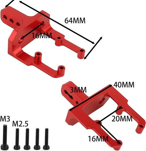 Aluminum Alloy Metal Servo Mount Stand Heighten Mount for 1/10 RC Crawler Car Axial SCX10 II 90046 AR44 and SCX10 Pro Axle Upgrade Parts (Black) in Saudi Arabia