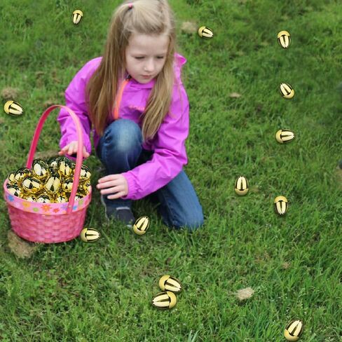 AMENON 50 Pack 3.1" Large Golden Easter Eggs Fillable Easter Eggs Bulk Plastic Easter Eggs Empty for Easter Treats Fillers Easter Basket Stuffers Eggs Hunt Supplies Classroom Prize Easter Party Favors in Kuwait