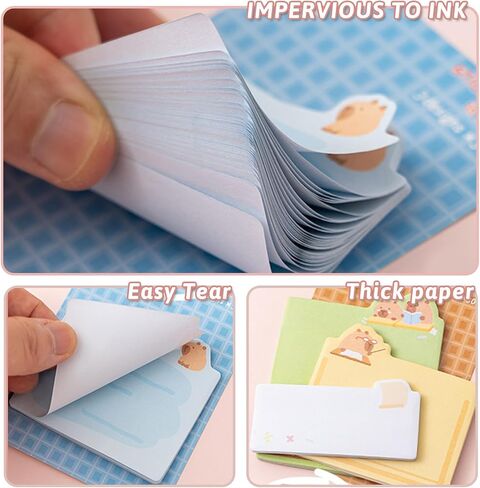 360 Sheet Back to School Capybara Sticky Notes Fun Reading Water Porpoise Sticky Note Pad Cartoon Animal Sticky Memo Notes Self-Adhesive Stick Memo Pad for Home Office Roommates Gifts Tab Supplies in Saudi Arabia