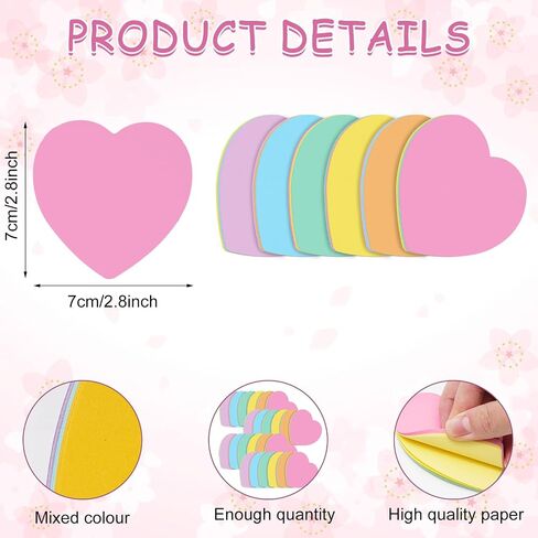 720 Sheet Heart Shaped Sticky Notes Mixed 3 Color Self Adhesive Notepads Colorful Memo Pad Message Reminder for Valentine School Home Office Business Supplies, 2.8 x 2.8 Inch in Saudi Arabia