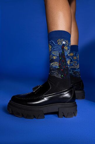HOTSOX Women's Ornament Crew Sock 1 Pair Pack, Black, Women's Shoe Size 4-10 in Saudi Arabia