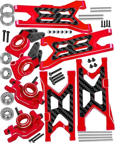RC Carbon Fibre Front Rear Suspension Arms Rear Hubs Front Steering Block Knuckles & C-Hubs Caster Blocks Upgrades Parts for 1/10 Senton/Granite/Vorteks3S Blx & Mega 550 RC Car.Red in Kuwait