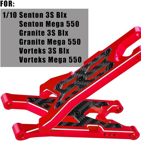 RC Carbon Fibre Front Rear Suspension Arms Rear Hubs Front Steering Block Knuckles & C-Hubs Caster Blocks Upgrades Parts for 1/10 Senton/Granite/Vorteks3S Blx & Mega 550 RC Car.Red in Kuwait