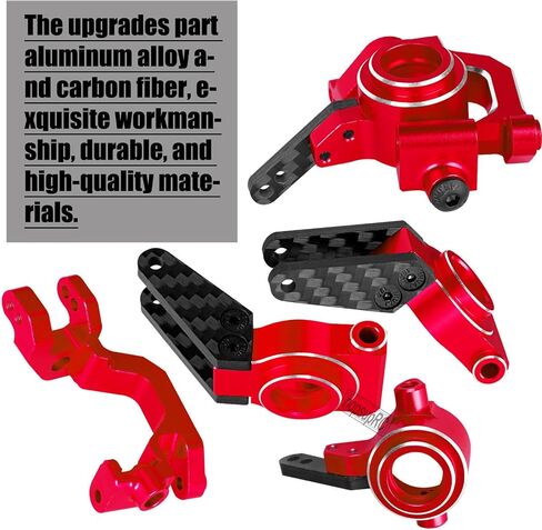 RC Carbon Fibre Front Rear Suspension Arms Rear Hubs Front Steering Block Knuckles & C-Hubs Caster Blocks Upgrades Parts for 1/10 Senton/Granite/Vorteks3S Blx & Mega 550 RC Car.Red in Kuwait