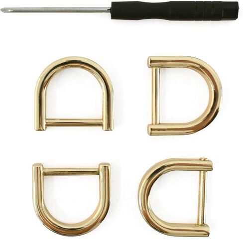 Screw D-Rings Buckle U Shape Horseshoe 4 Pack Medium Size Adjustable D Ring for Handbag Purse Replacement DIY Leather Craft in Kuwait