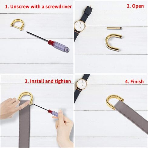 Screw D-Rings Buckle U Shape Horseshoe 4 Pack Medium Size Adjustable D Ring for Handbag Purse Replacement DIY Leather Craft in Kuwait