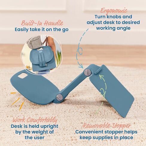 ECR4Kids The Surf Folding Portable Lap Desk, Flexible Seating, Peacock Blue in Kuwait