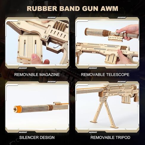 3D Wooden Puzzles for Adults - 3D DIY Rubber Band Toy, Wooden Puzzles Wooden Model Building Kit(Wood-1) in Saudi Arabia