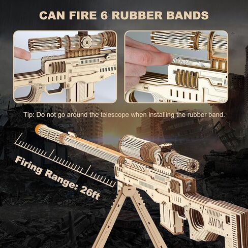 3D Wooden Puzzles for Adults - 3D DIY Rubber Band Toy, Wooden Puzzles Wooden Model Building Kit(Wood-1) in Saudi Arabia