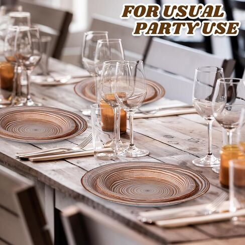 Mumufy 100 Pack Light Wood Grain Paper Plates Wooden Slice Dinner Plates and Camp Fire Dessert Farmhouse Woodland Party favor for Lumberjack Party Supplies in Kuwait