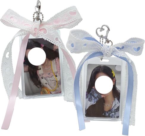 2 Sets Photocard Holder with Cute Cat Keychain Transparent Kpop PhotoCard Holder Keychain Y2K Charm Holders Kawaii Photo Card Keychain Acrylic ID Bus Card Holders Kpop Accessories in Saudi Arabia