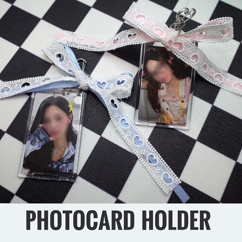 2 Sets Photocard Holder with Cute Cat Keychain Transparent Kpop PhotoCard Holder Keychain Y2K Charm Holders Kawaii Photo Card Keychain Acrylic ID Bus Card Holders Kpop Accessories in Saudi Arabia