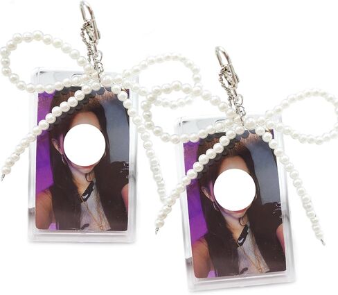 2 Sets Photocard Holder with Cute Cat Keychain Transparent Kpop PhotoCard Holder Keychain Y2K Charm Holders Kawaii Photo Card Keychain Acrylic ID Bus Card Holders Kpop Accessories in Saudi Arabia