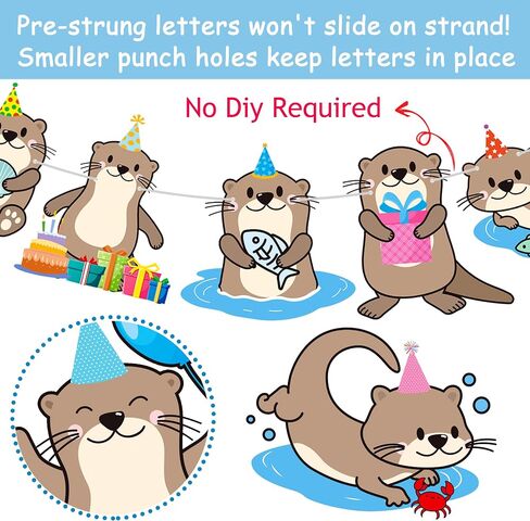 Cute Otter Birthday Party Decorations Brown Happy Birthday Banner Sea Otter Theme Garland Sea Animal Birthday Banner Decorations for Sea and River Otter Party Ocean Theme Baby Shower Supplies in Saudi Arabia