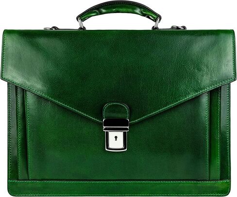 Time Resistance Leather Briefcase for Men - Business Laptop Bag - Italian Handmade Leather Bag - Attache - Gift Box Included in Kuwait