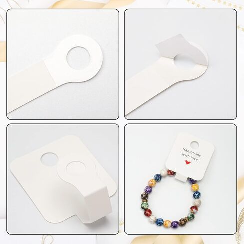 joycraft 100Pcs Self Adhesive Bracelet Display Cards,Kraft Handmade with Love Blank Cards, Jewelry Packaging for Selling, Hanging Display Cards for Jewelry, Bracelet, and Necklace(4“x1.5"） in Kuwait