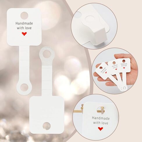 joycraft 100Pcs Self Adhesive Bracelet Display Cards,Kraft Handmade with Love Blank Cards, Jewelry Packaging for Selling, Hanging Display Cards for Jewelry, Bracelet, and Necklace(4“x1.5"） in Kuwait
