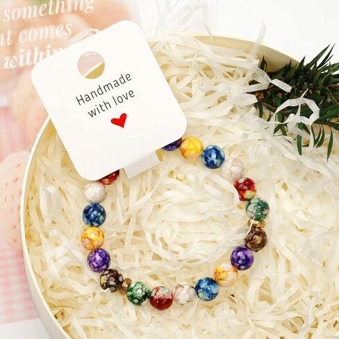 joycraft 100Pcs Self Adhesive Bracelet Display Cards,Kraft Handmade with Love Blank Cards, Jewelry Packaging for Selling, Hanging Display Cards for Jewelry, Bracelet, and Necklace(4“x1.5"） in Kuwait