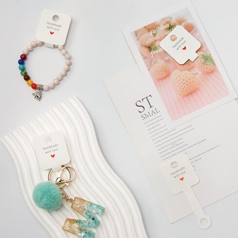 joycraft 100Pcs Self Adhesive Bracelet Display Cards,Kraft Handmade with Love Blank Cards, Jewelry Packaging for Selling, Hanging Display Cards for Jewelry, Bracelet, and Necklace(4“x1.5"） in Kuwait