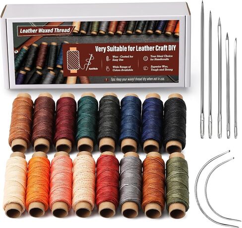 0.8 mm Leather Sewing Thread, 16 Colors 32 Yards Waxed Thread, Round Waxed Thread, Beading Thread, Wax String for Bracelet Making, Sewing Stitching, Bookbinding, Braiding in Saudi Arabia